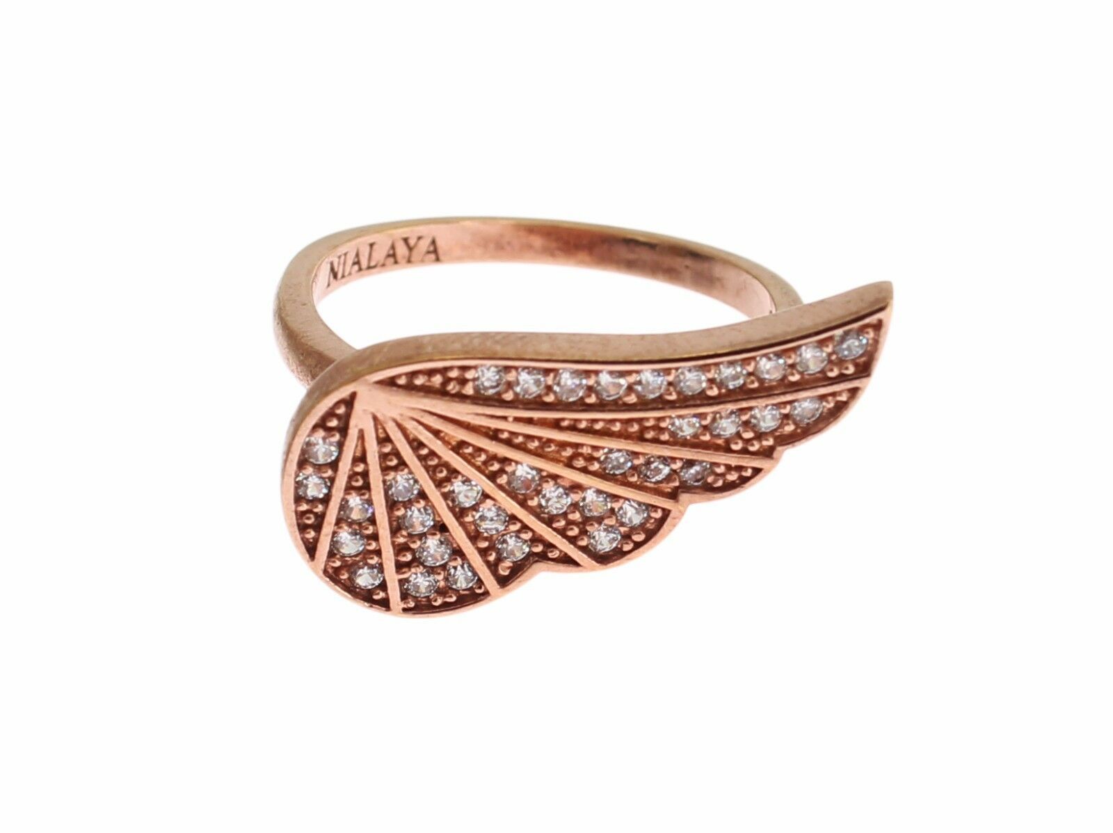 Nialaya Pink Gold 925 Silver Womens Clear CZ Ring Nialaya