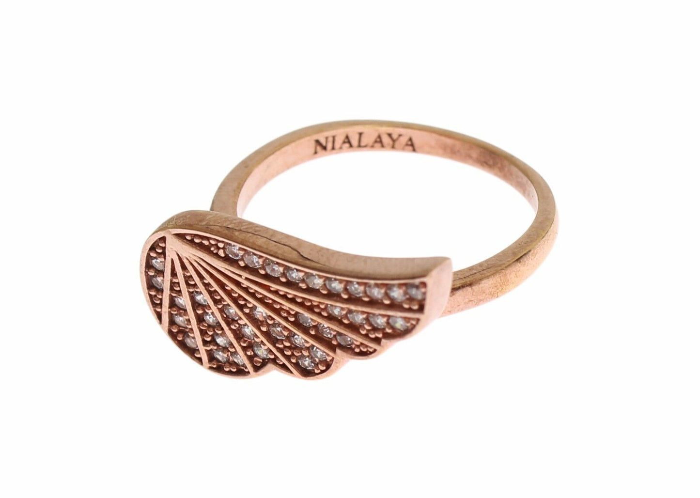 Nialaya Pink Gold 925 Silver Womens Clear CZ Ring Nialaya