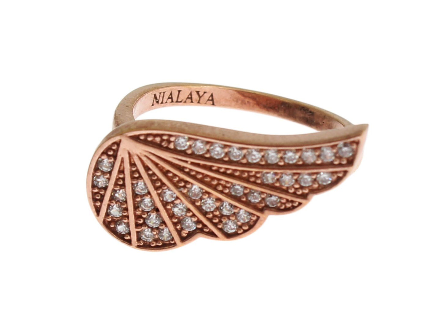 Nialaya Pink Gold 925 Silver Womens Clear CZ Ring Nialaya
