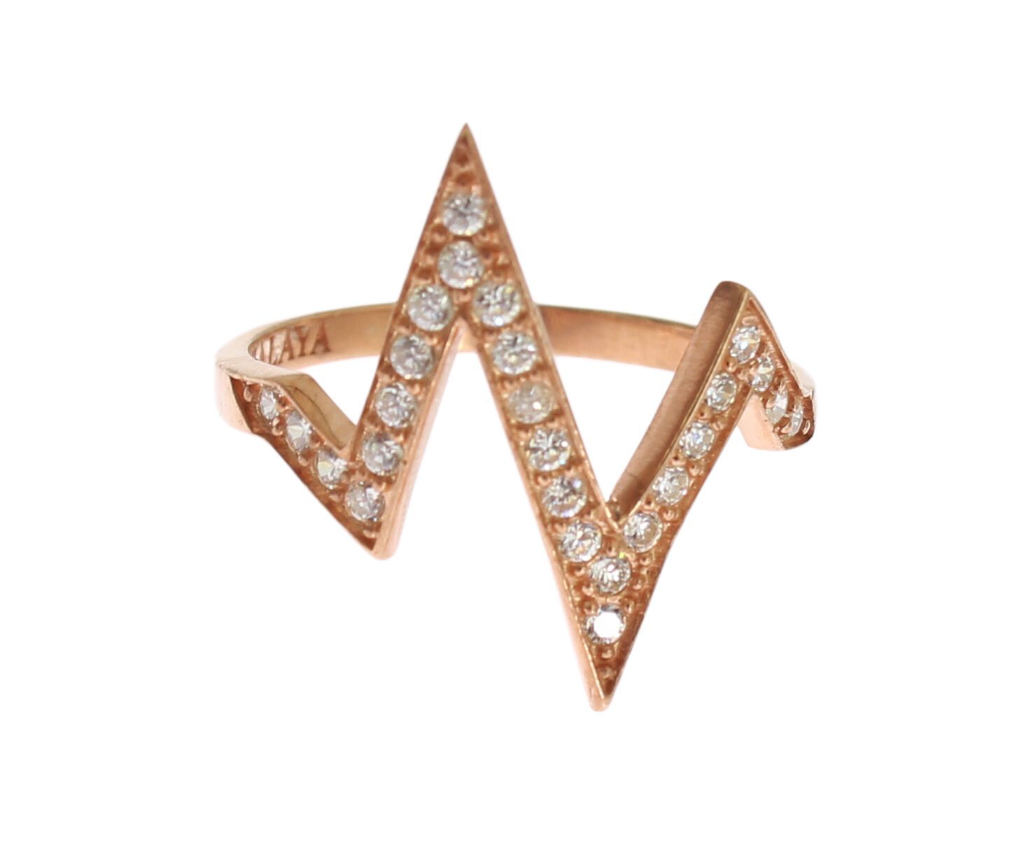 Nialaya Pink Gold 925 Silver Womens Clear Ring Nialaya
