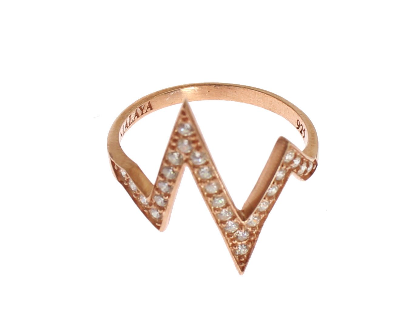 Nialaya Pink Gold 925 Silver Womens Clear Ring Nialaya
