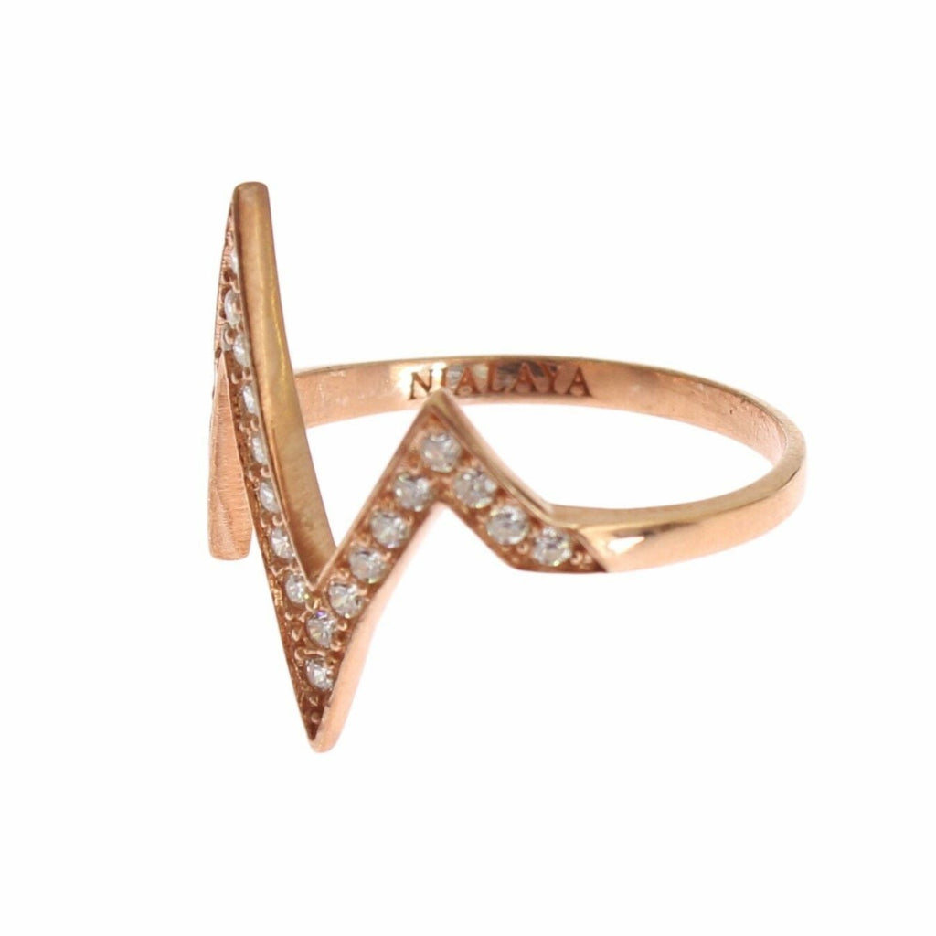 Nialaya Pink Gold 925 Silver Womens Clear Ring