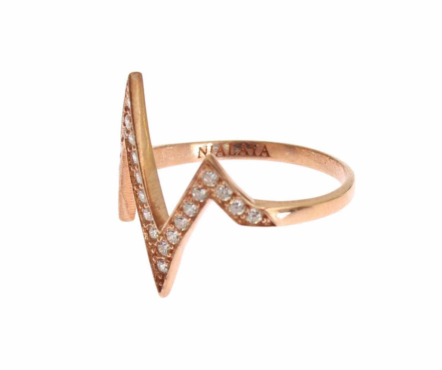 Nialaya Pink Gold 925 Silver Womens Clear Ring Nialaya