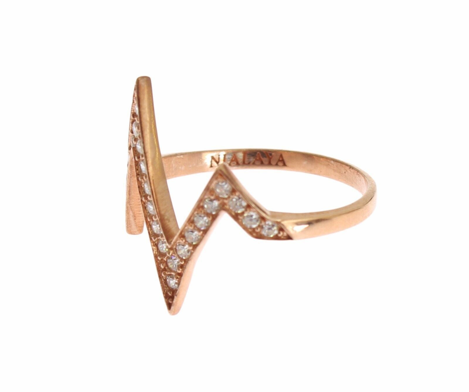 Nialaya Pink Gold 925 Silver Womens Clear Ring Nialaya