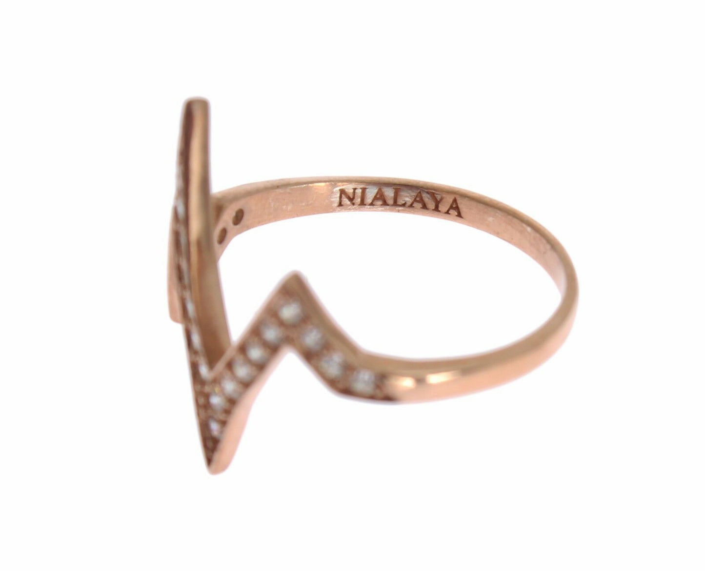 Nialaya Pink Gold 925 Silver Womens Clear Ring Nialaya