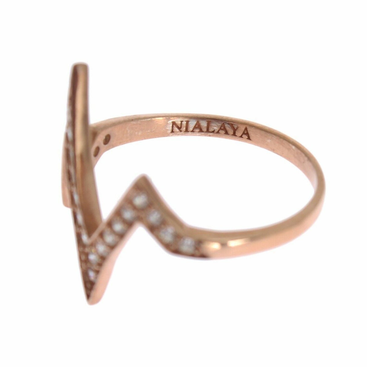 Nialaya Pink Gold 925 Silver Womens Clear Ring