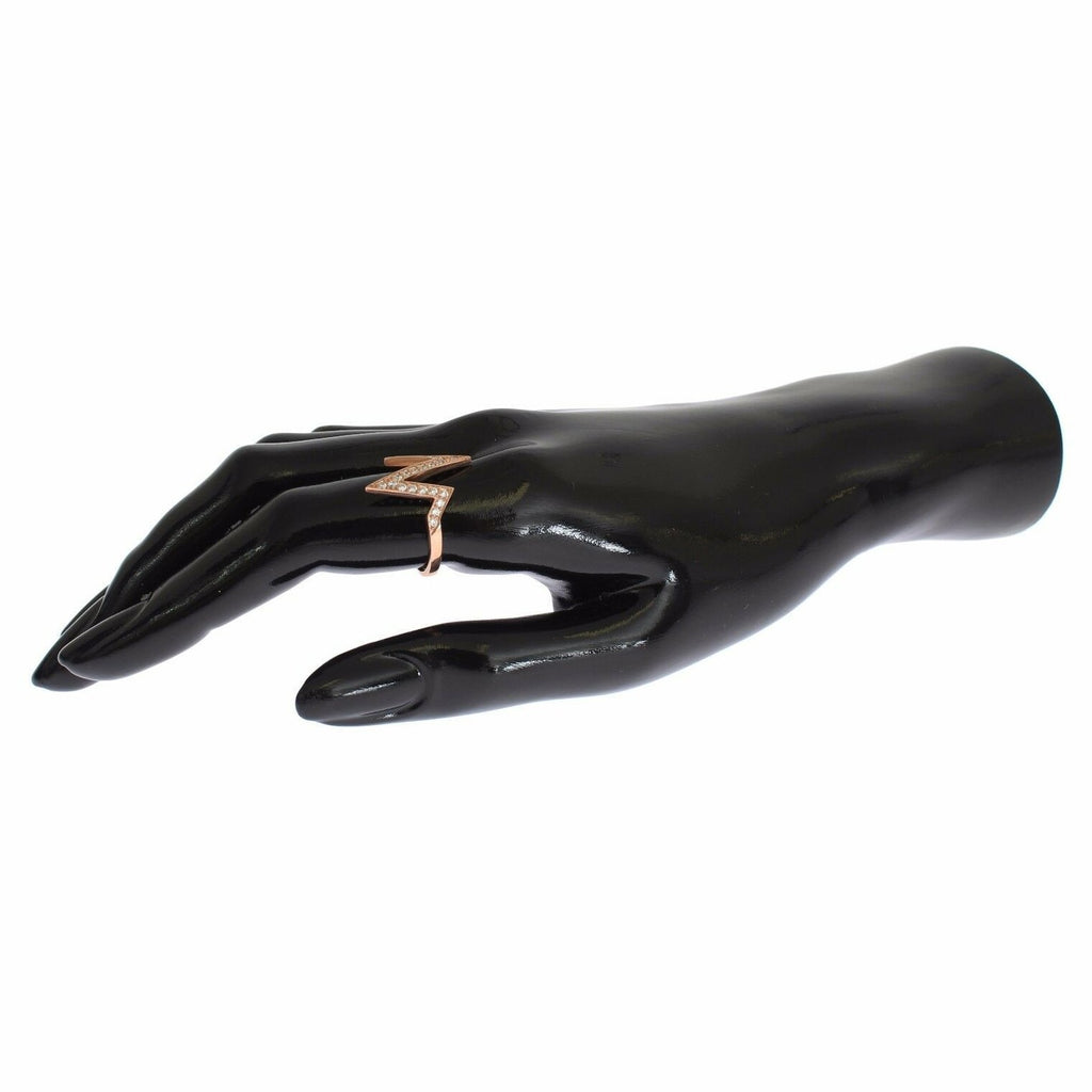 Nialaya Pink Gold 925 Silver Womens Clear Ring