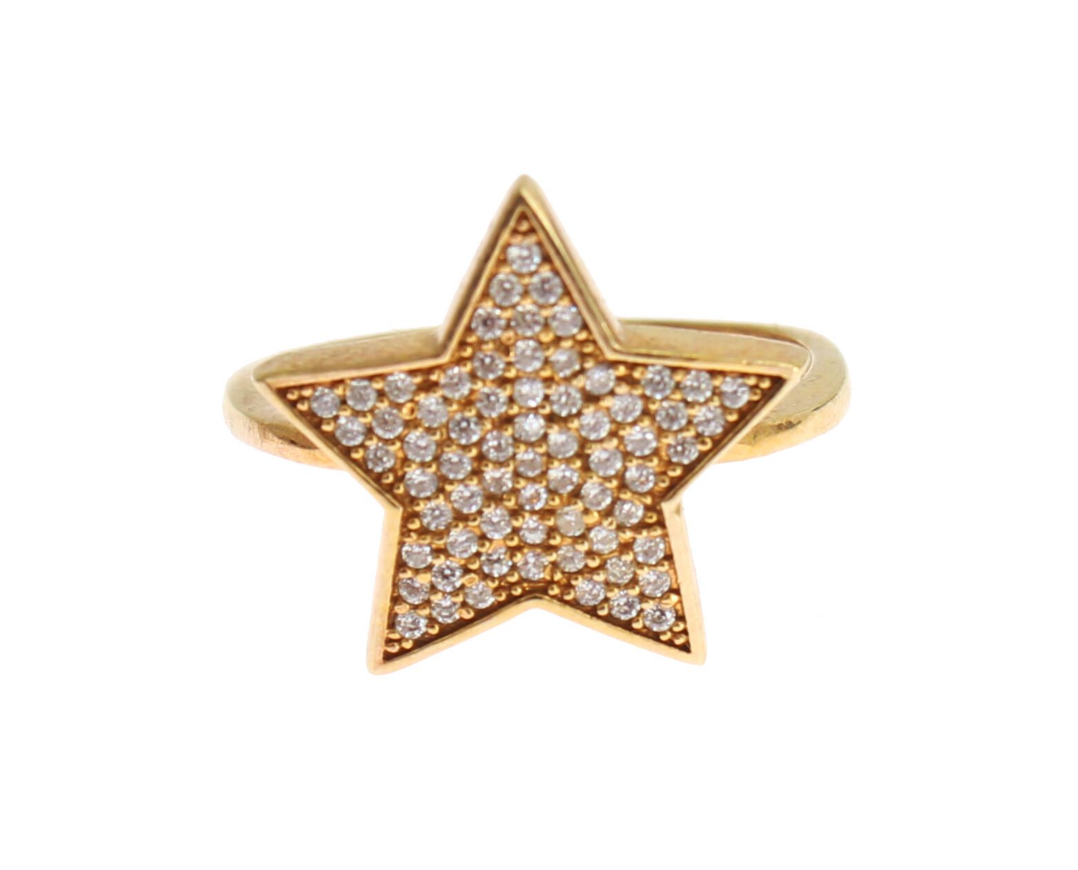 Nialaya Star Gold 925 Silver Womens Clear Ring Nialaya