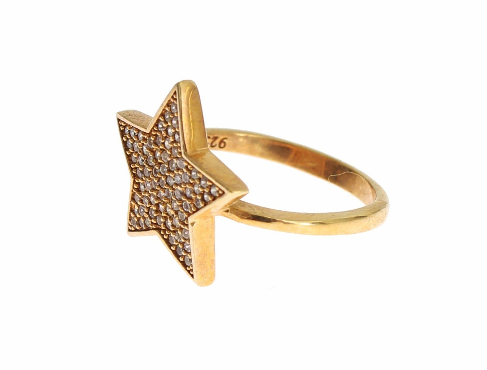 Nialaya Star Gold 925 Silver Womens Clear Ring Nialaya