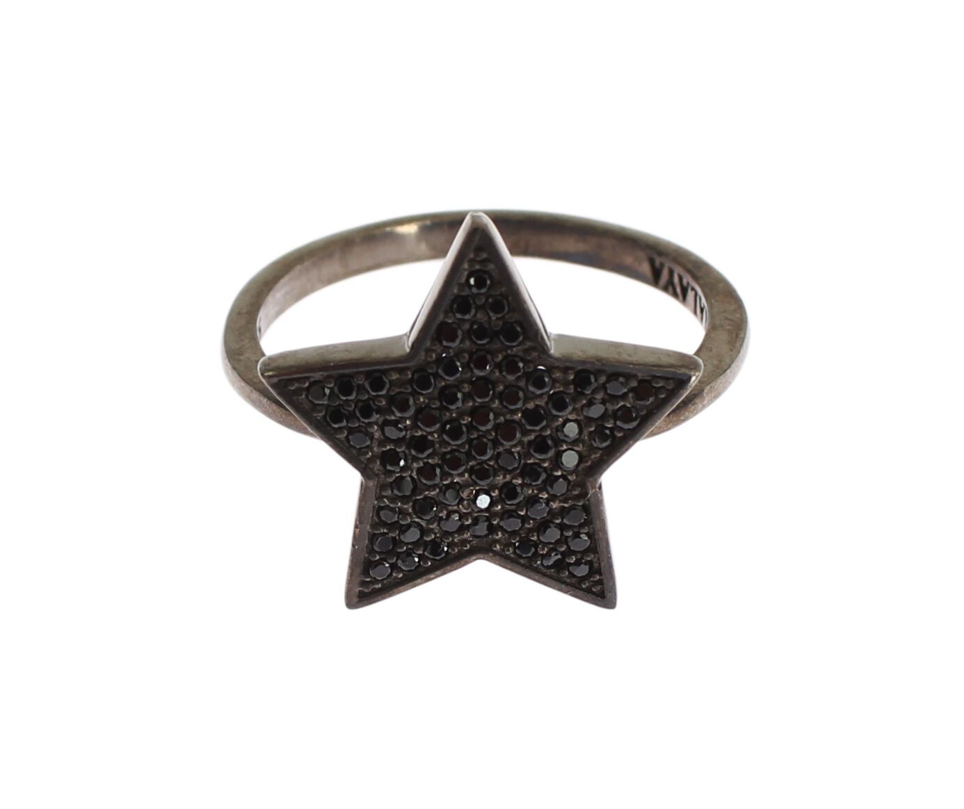 Nialaya Black CZ Star 925 Silver Womens Ring Nialaya