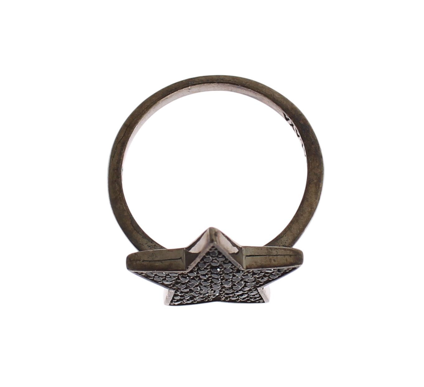 Nialaya Black CZ Star 925 Silver Womens Ring Nialaya