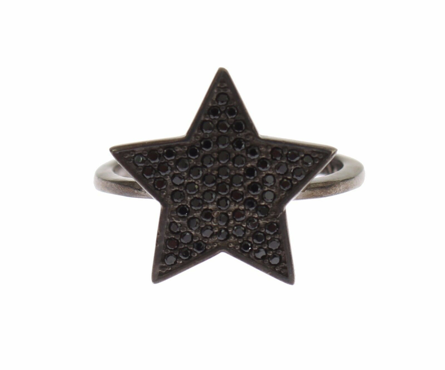 Nialaya Black CZ Star 925 Silver Womens Ring Nialaya