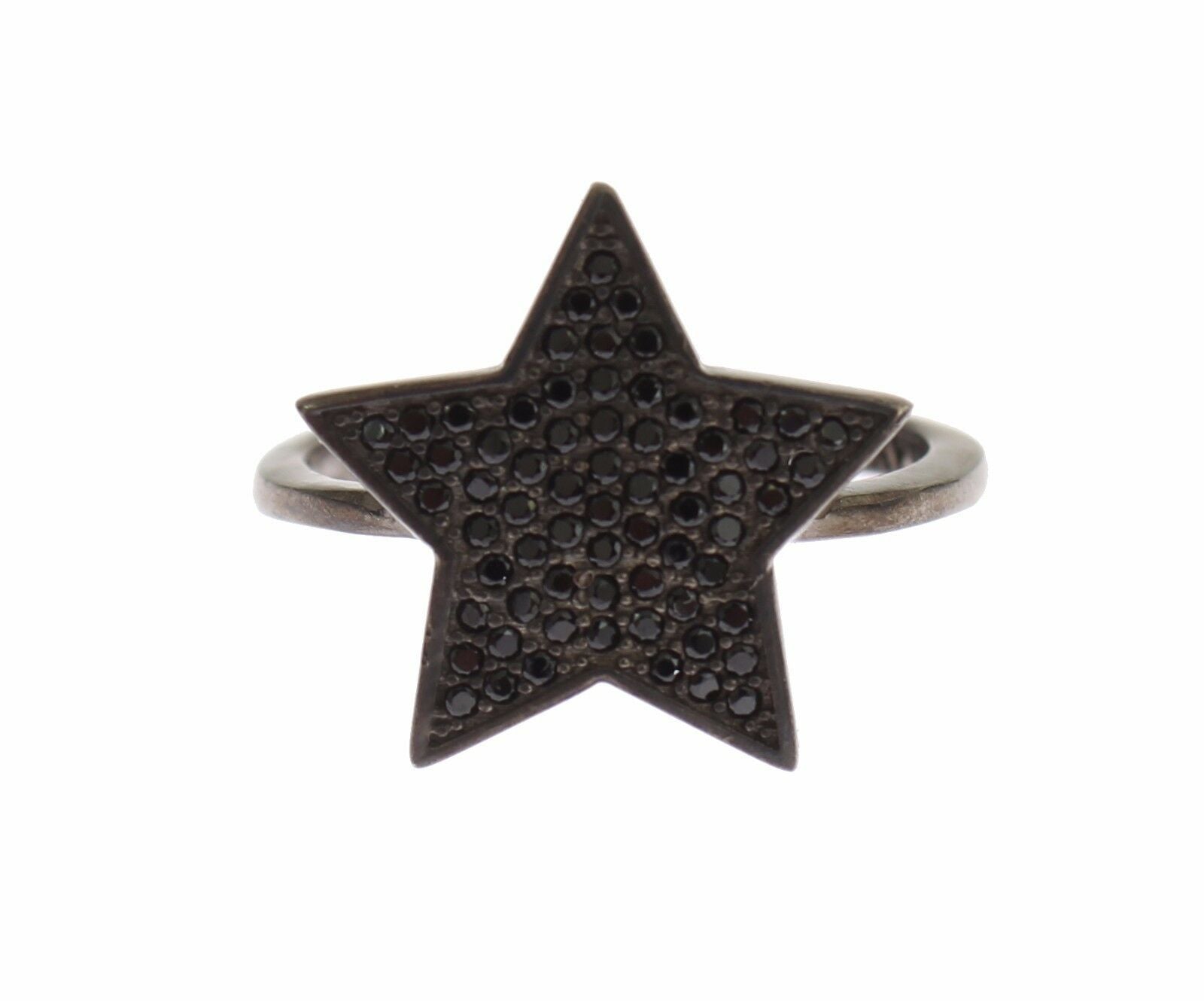 Nialaya Black CZ Star 925 Silver Womens Ring Nialaya