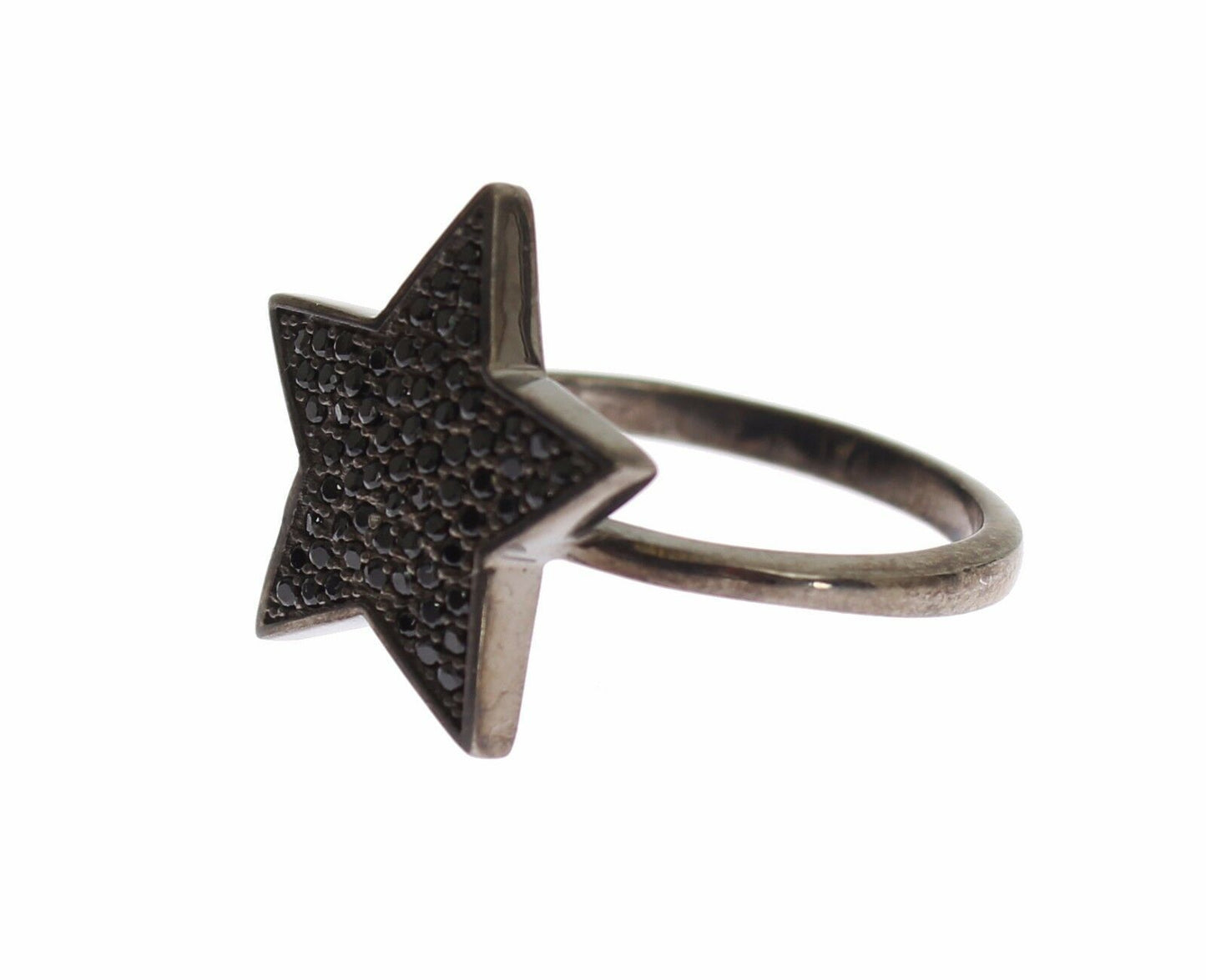 Nialaya Black CZ Star 925 Silver Womens Ring Nialaya