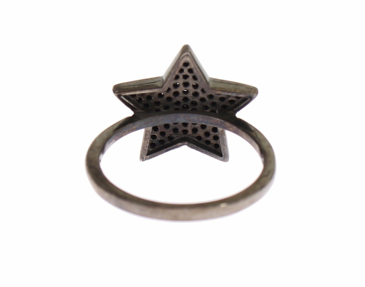 Nialaya Black CZ Star 925 Silver Womens Ring Nialaya