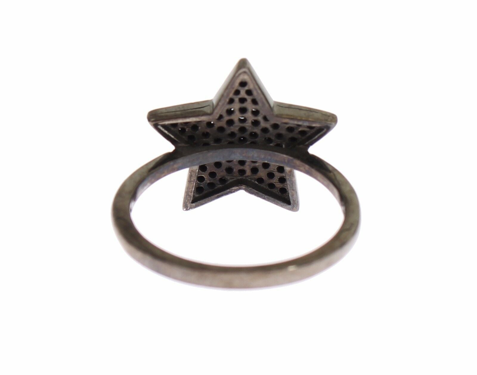 Nialaya Black CZ Star 925 Silver Womens Ring Nialaya