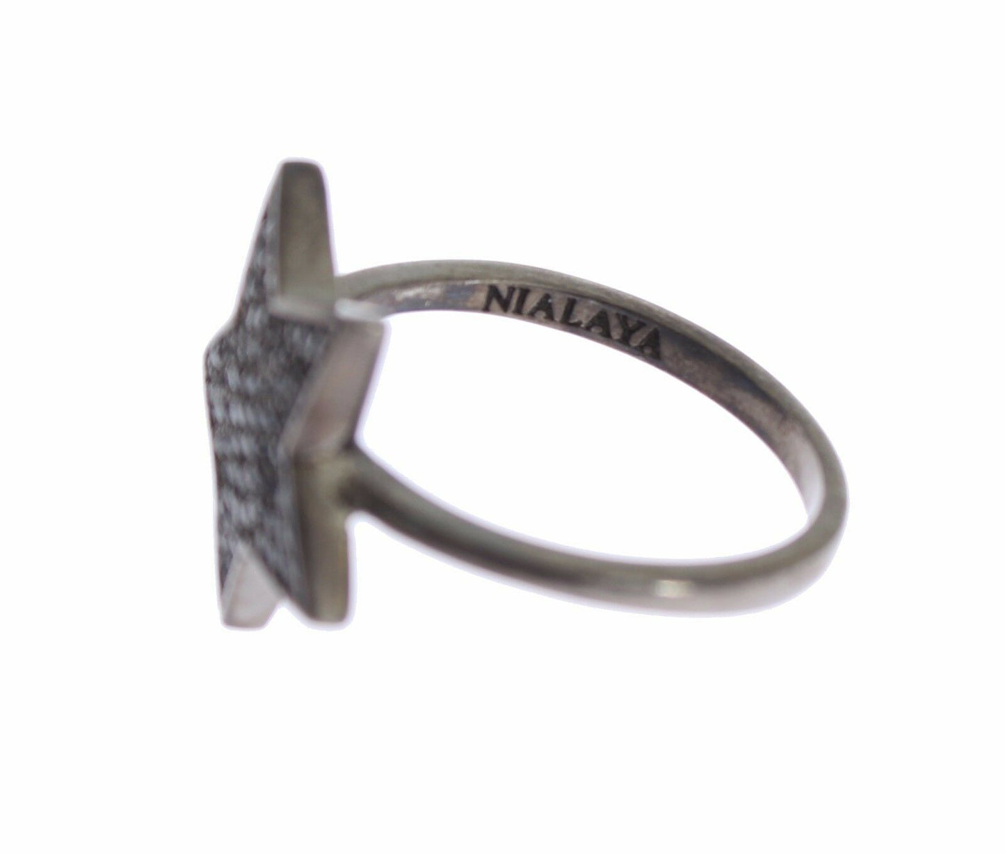 Nialaya Black CZ Star 925 Silver Womens Ring Nialaya