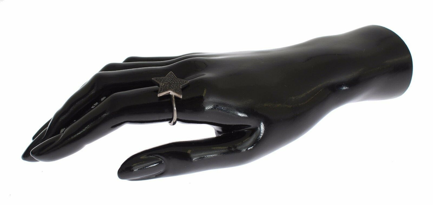 Nialaya Black CZ Star 925 Silver Womens Ring Nialaya