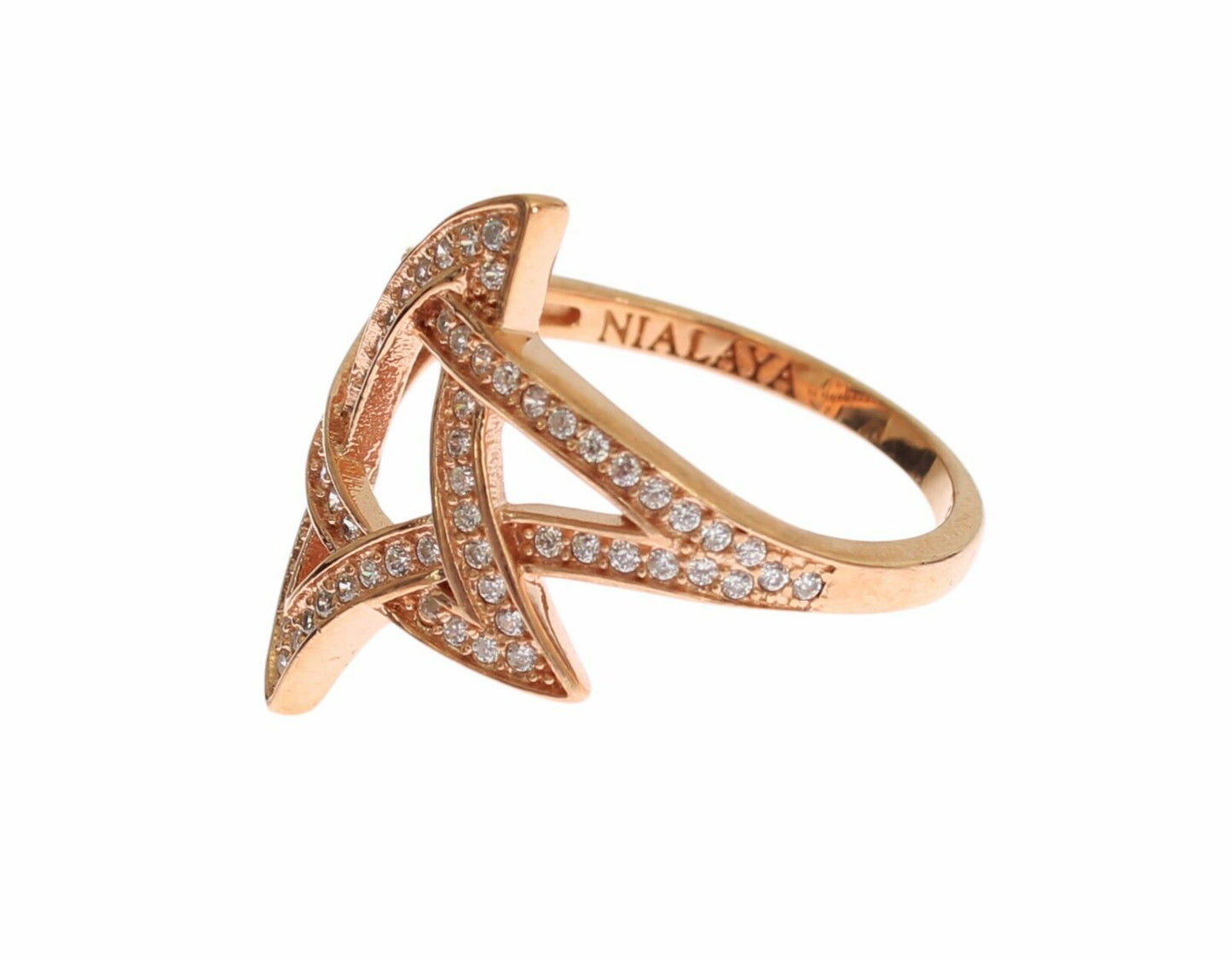 Nialaya Womens Clear CZ Gold 925 Silver Ring Nialaya