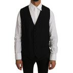 Dolce & Gabbana Black Solid Wool Silk Vest