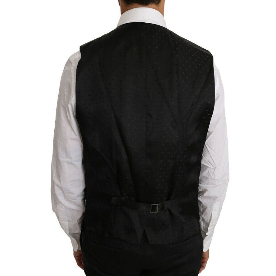 Dolce & Gabbana Black Solid Wool Silk Vest