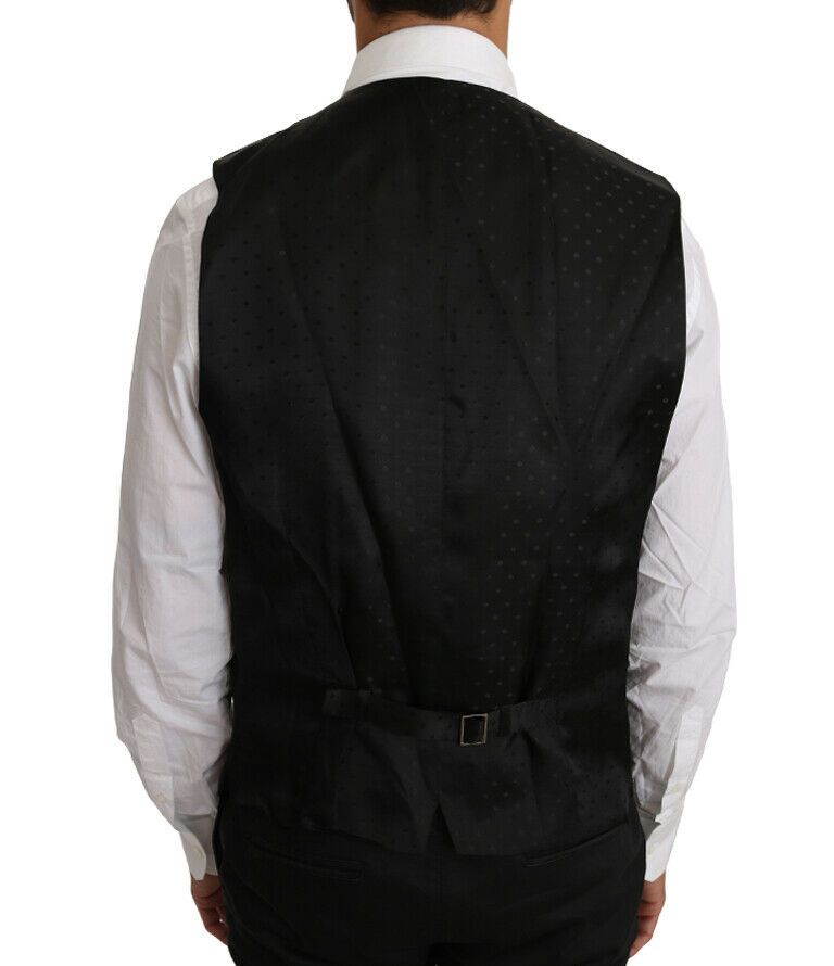 Dolce & Gabbana Black Solid Wool Silk Vest Dolce & Gabbana