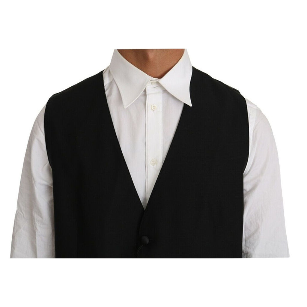 Dolce & Gabbana Black Solid Wool Silk Vest