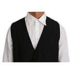 Dolce & Gabbana Black Solid Wool Silk Vest