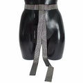 Dolce & Gabbana Black Silk Clear Crystal Bow Waist Belt