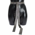 Dolce & Gabbana Black Silk Clear Crystal Bow Waist Belt