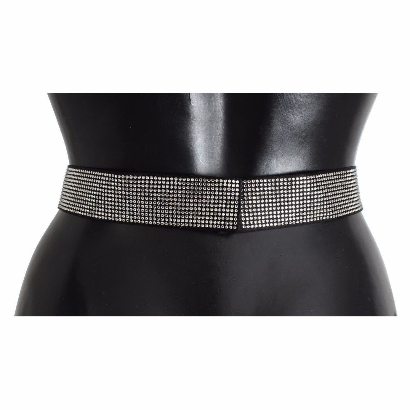 Dolce & Gabbana Black Silk Clear Crystal Bow Waist Belt