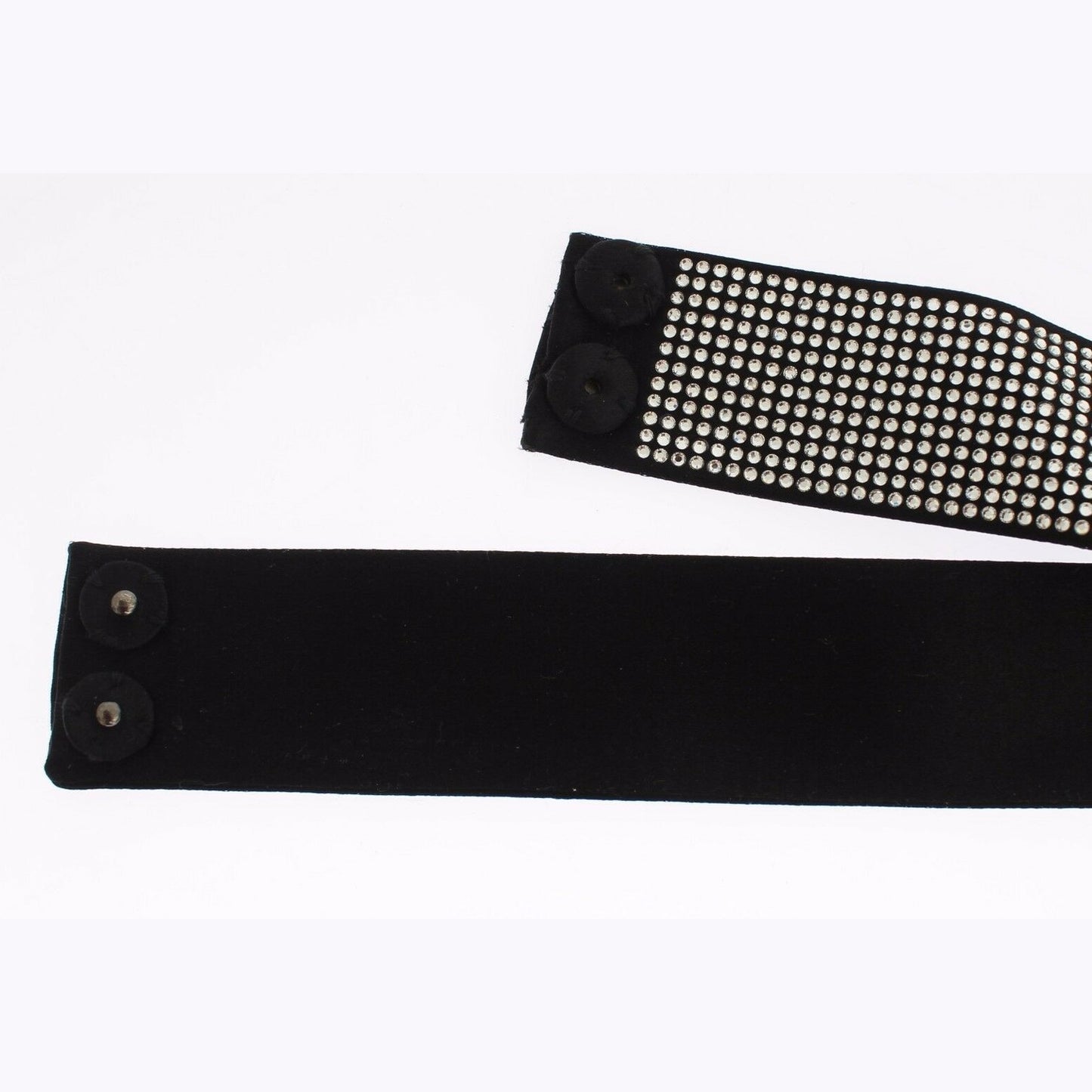 Dolce & Gabbana Black Silk Clear Crystal Bow Waist Belt