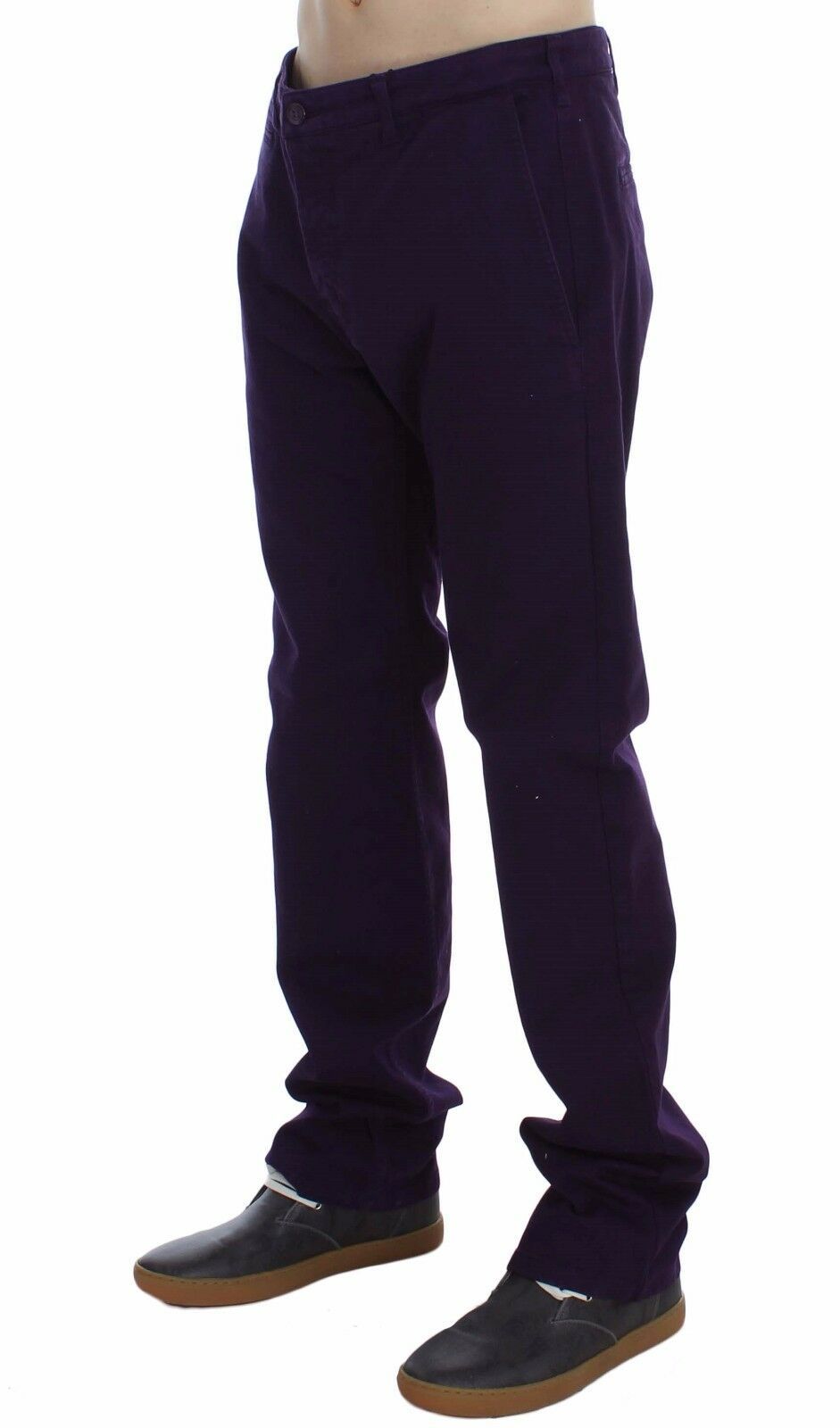 GF Ferre Purple Cotton Stretch Purple Fit Pants GF Ferre