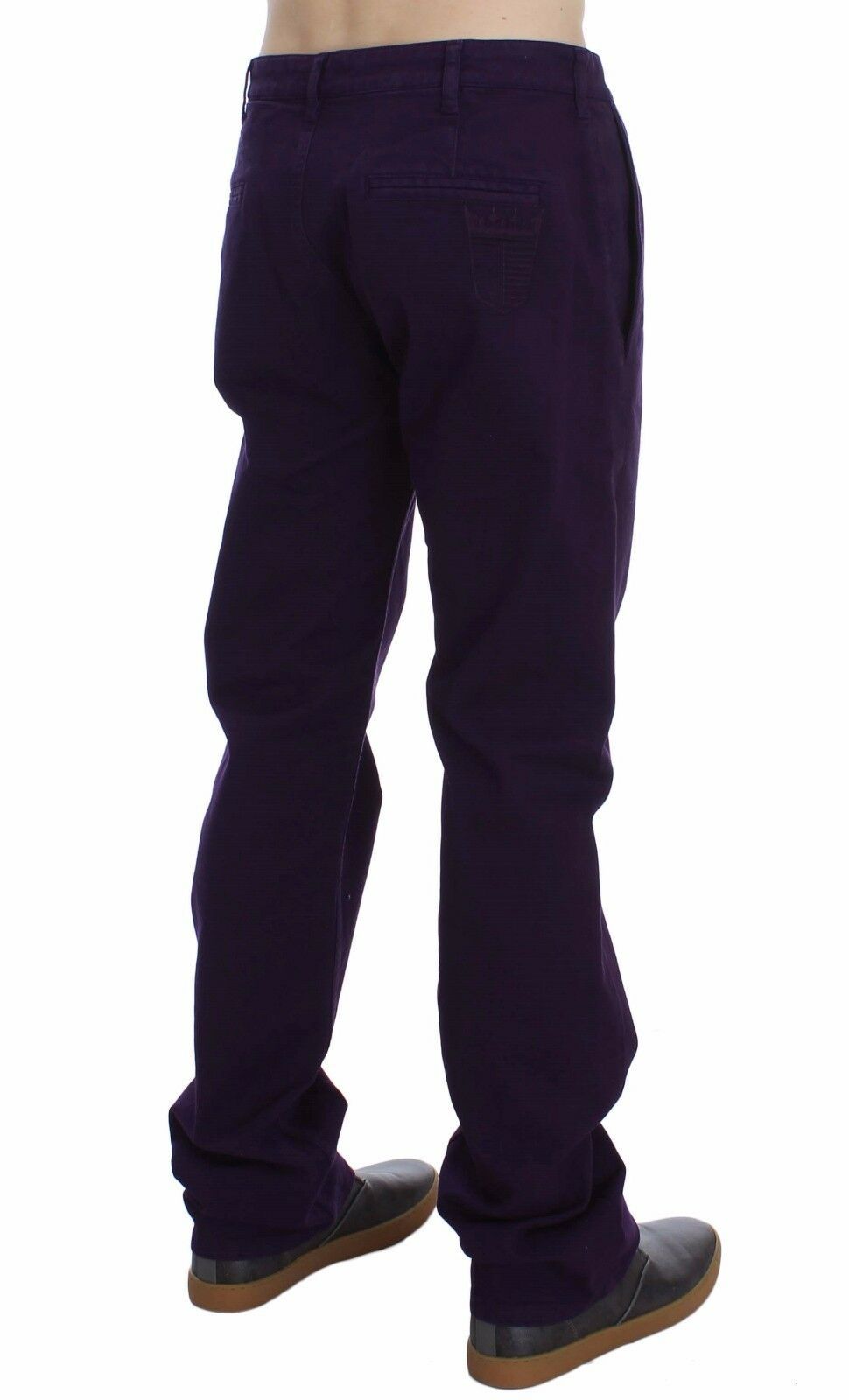 GF Ferre Purple Cotton Stretch Purple Fit Pants GF Ferre