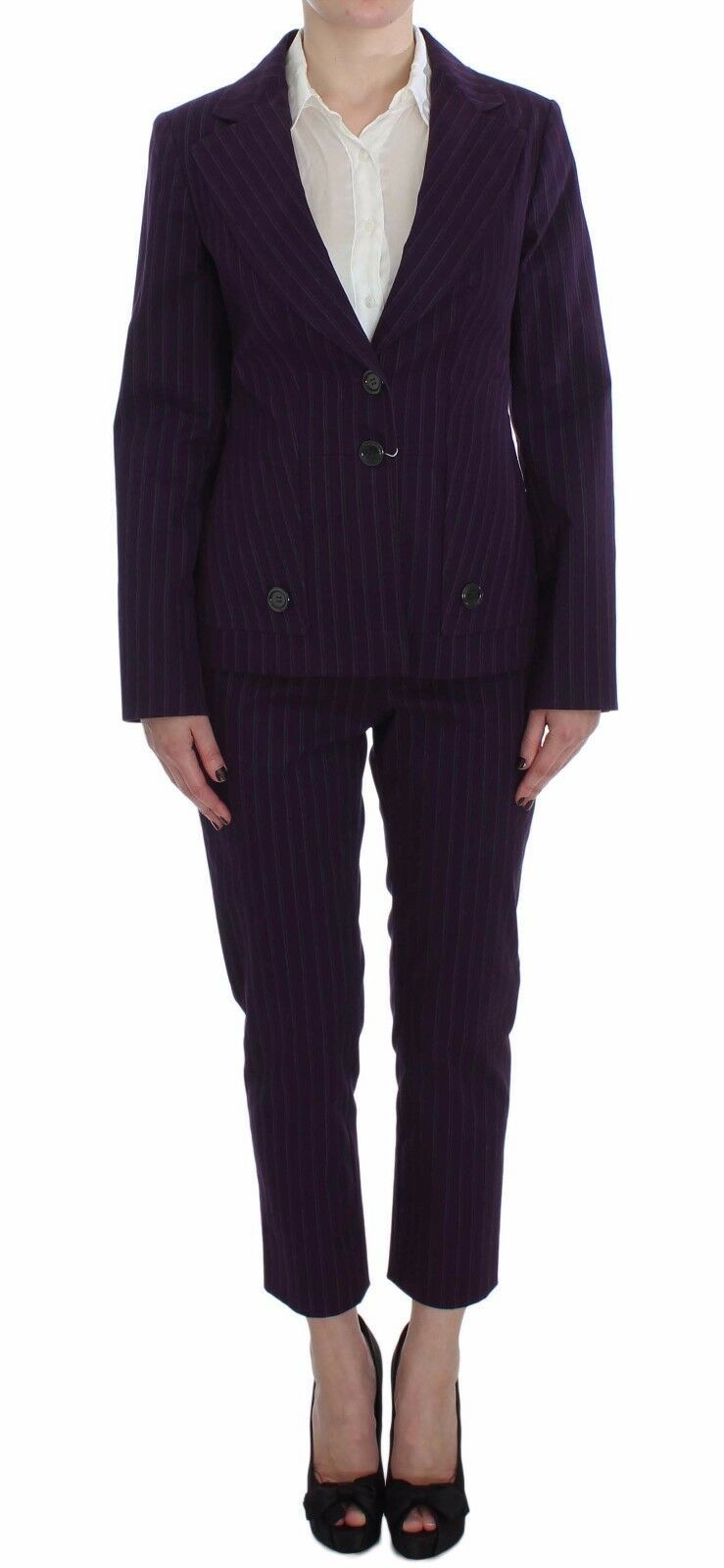 BENCIVENGA Purple Striped Stretch Coat Blazer Pants Suit BENCIVENGA