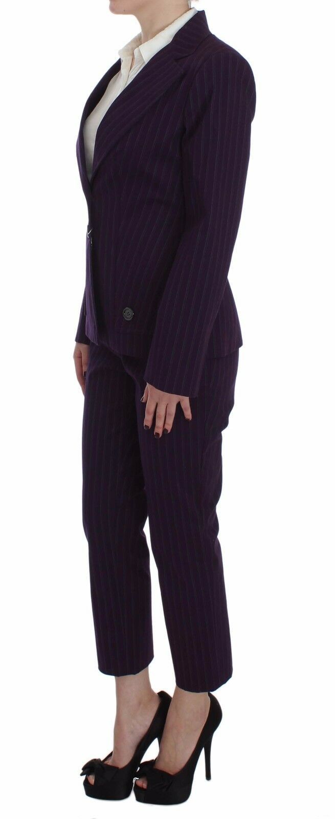 BENCIVENGA Purple Striped Stretch Coat Blazer Pants Suit BENCIVENGA