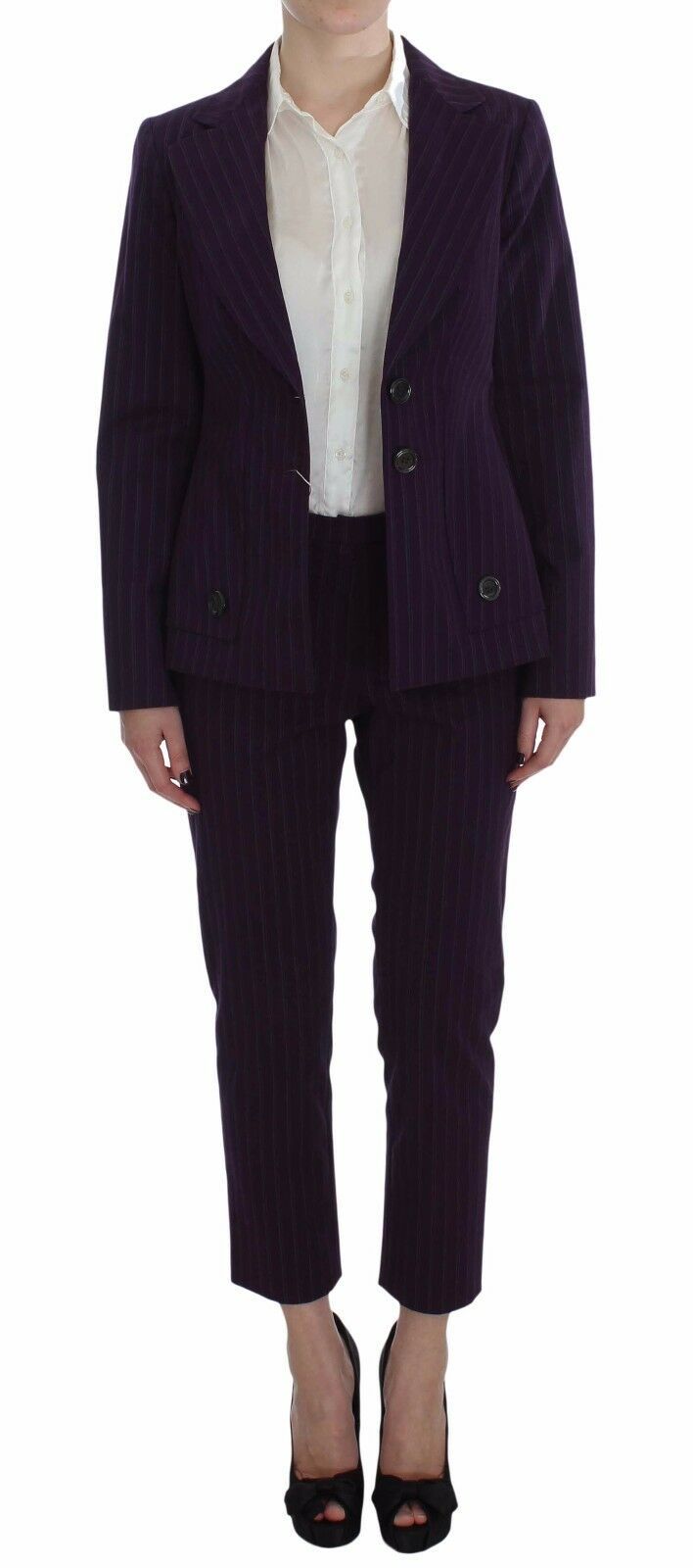 BENCIVENGA Purple Striped Stretch Coat Blazer Pants Suit BENCIVENGA