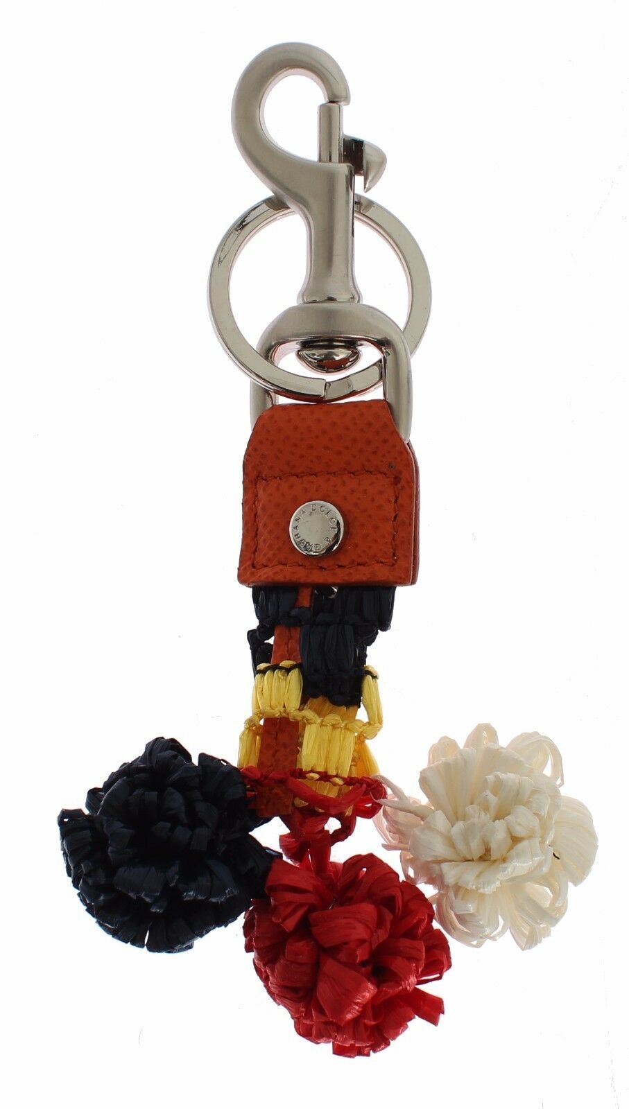 Dolce & Gabbana Multicolor Raffia Leather Clasp Finder Chain Keyring Dolce & Gabbana