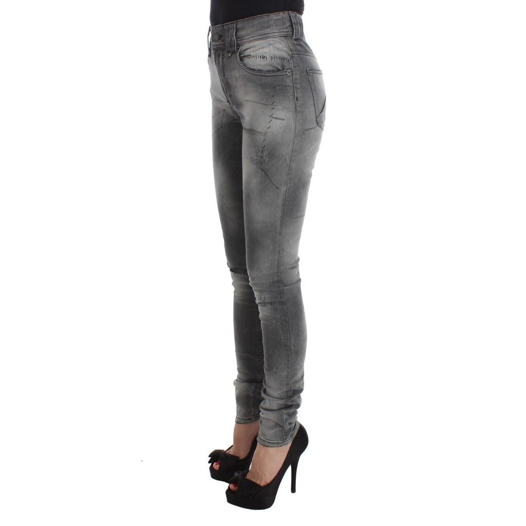 John Galliano Gray Wash Cotton Blend Slim Fit Denim Jeans Pants