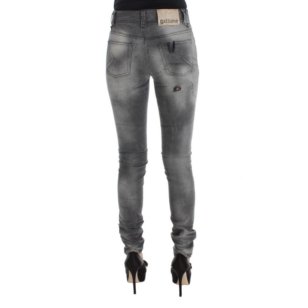John Galliano Gray Wash Cotton Blend Slim Fit Denim Jeans Pants