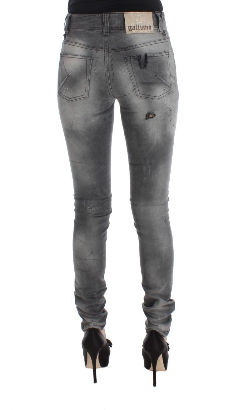 John Galliano Gray Wash Cotton Blend Slim Fit Denim Jeans Pants John Galliano