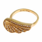 Nialaya Womens Clear CZ Gold 925 Silver Authentic Ring