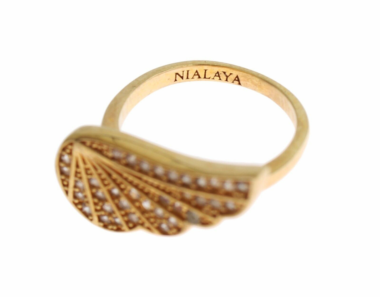 Nialaya Womens Clear CZ Gold 925 Silver Authentic Ring Nialaya