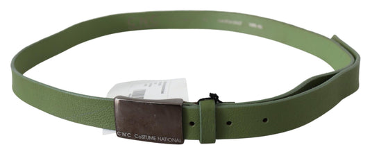 Costume National Green Leather Silver Buckle Waist Men Belt Costume National