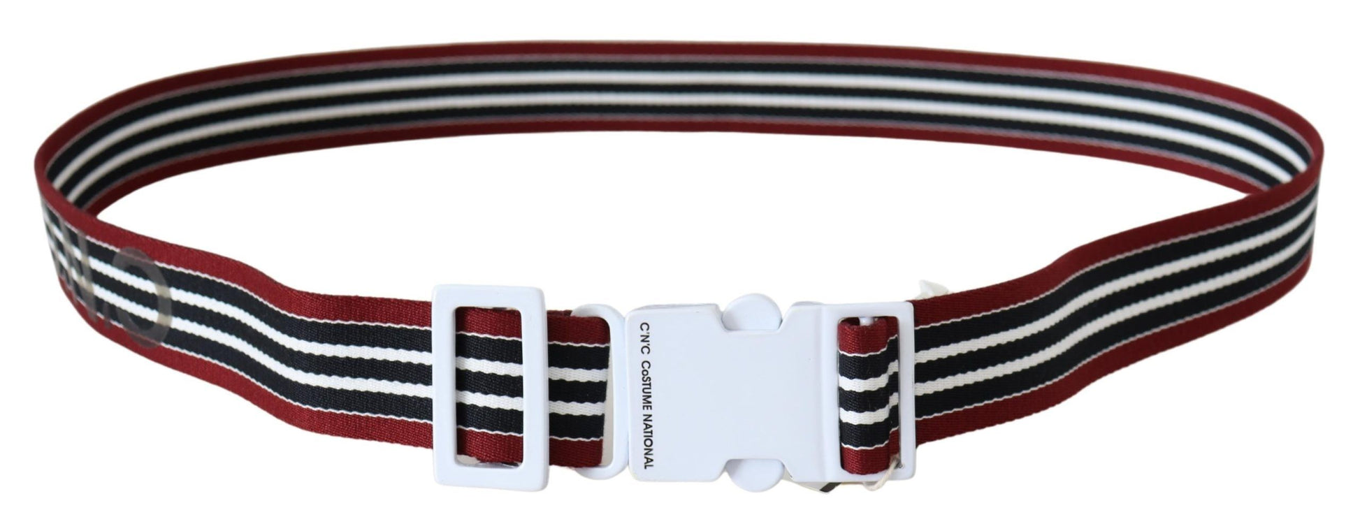 Costume National Black Red Stripe White Logo Buckle Waist Belt Costume National