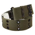 Ermanno Scervino Green 100% Cotton Rustic Bronze Buckle Belt