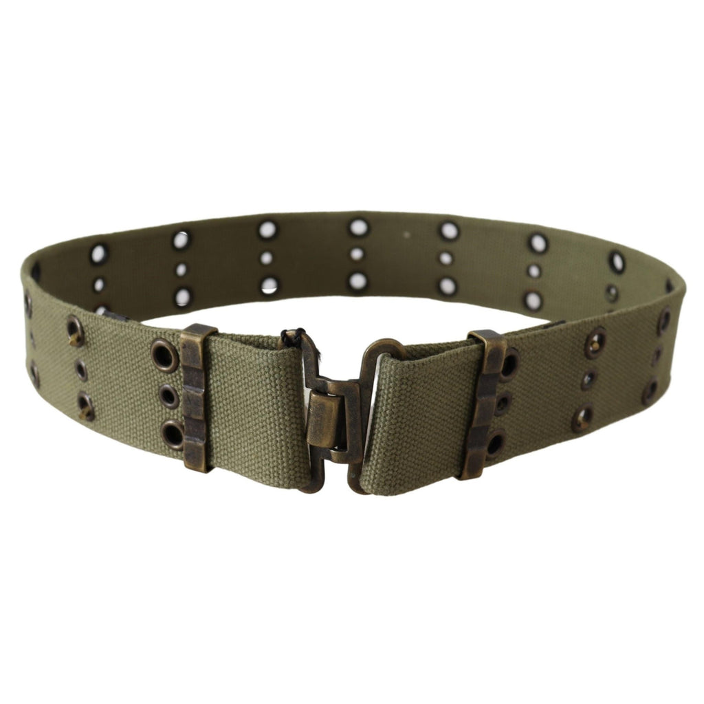 Ermanno Scervino Green 100% Cotton Rustic Bronze Buckle Belt