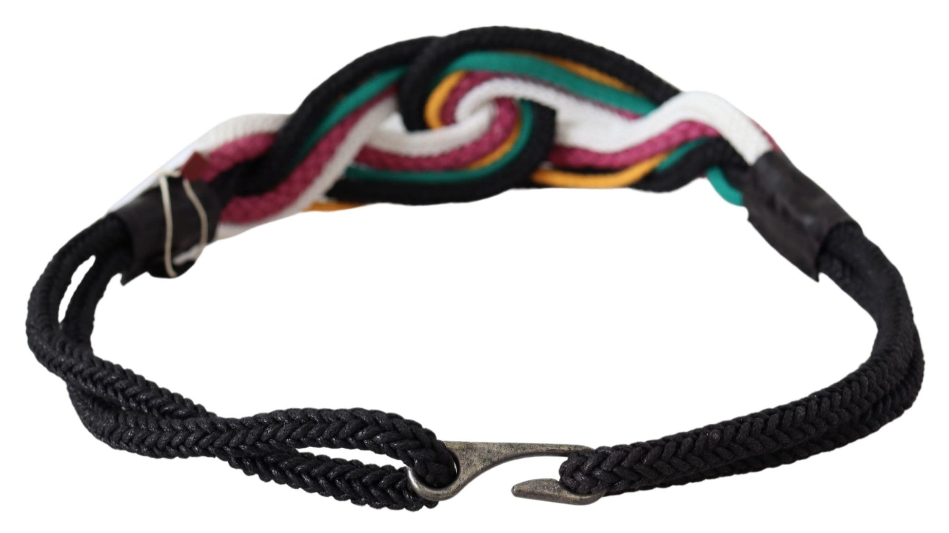 Costume National Multicolor Rope Leather Rustic Hook Buckle Belt Costume National