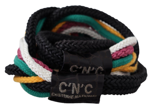 Costume National Multicolor Rope Leather Rustic Hook Buckle Belt Costume National