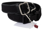 GF Ferre Black Leather Silver Chrome Metal Buckle Belt